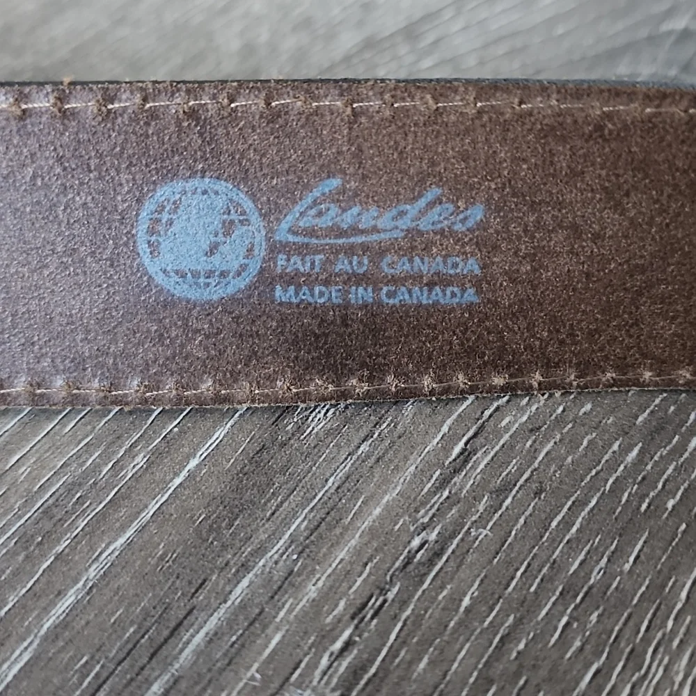 Vintage Landes Distressed Weathered Leather Belt with Silver Nickel Buckle